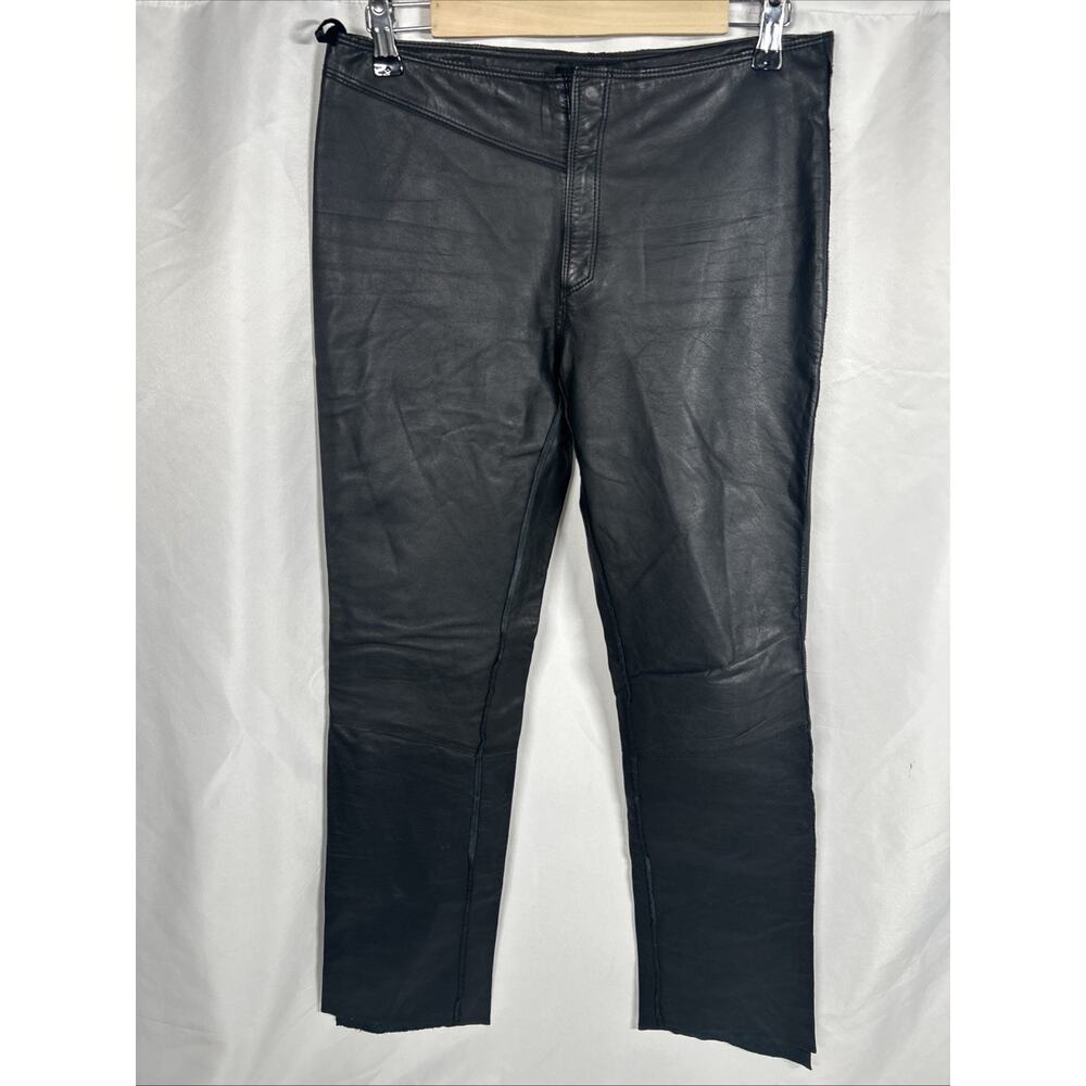 Woman’s Guess Black Leather Skinny Bottom Zip Pants Size 6